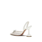 White Cotton Stiletto Heel Sandals