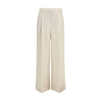 Beige Viscose Casual Pants
