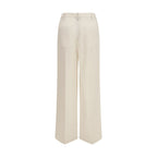 Beige Viscose Casual Pants