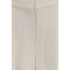 Beige Viscose Casual Pants