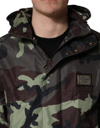 Multicolor Camouflage Hooded Bomber Jacket