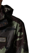 Multicolor Camouflage Hooded Bomber Jacket