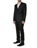 Black Wool Slim Fit Formal 3 Piece Men Suit