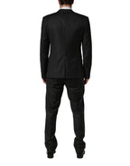 Black Wool Slim Fit Formal 3 Piece Men Suit