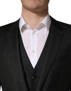 Black Wool Slim Fit Formal 3 Piece Men Suit