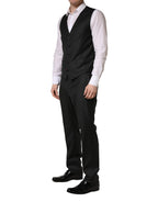Black Wool Slim Fit Formal 3 Piece Men Suit