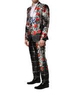Black Floral 2 Buttons Formal 3 Piece Suit