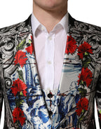 Black Floral 2 Buttons Formal 3 Piece Suit