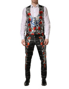 Black Floral 2 Buttons Formal 3 Piece Suit