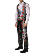 Black Floral 2 Buttons Formal 3 Piece Suit