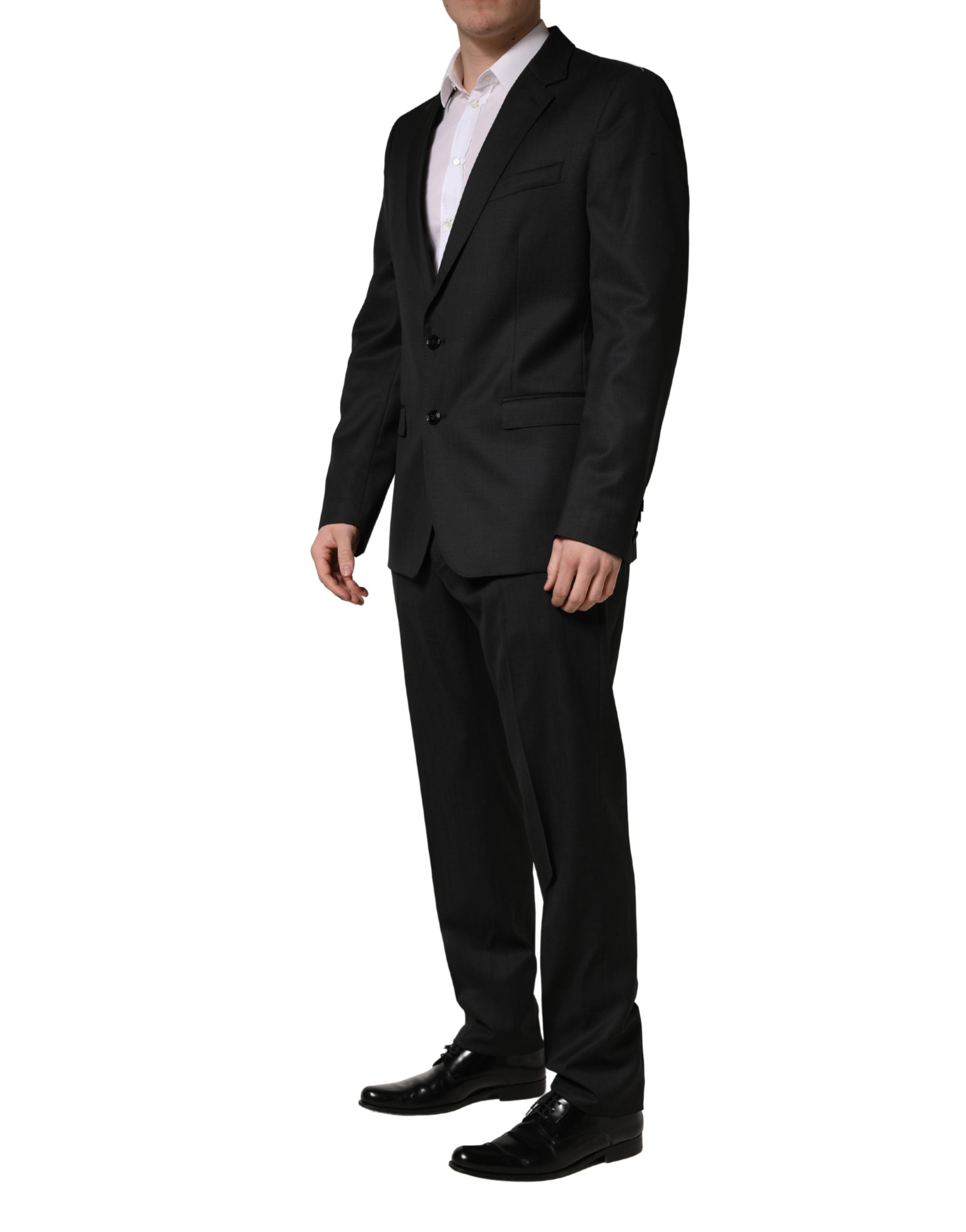 Black Wool 2 Buttons Formal 2 Piece Suit
