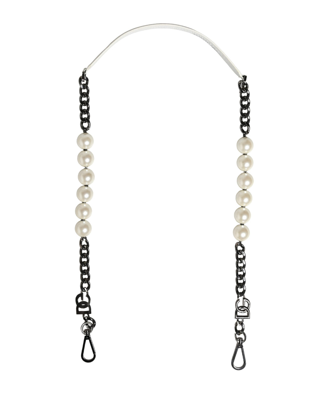 White Leather Silver Chain Bag Accessory Shoulder Strap