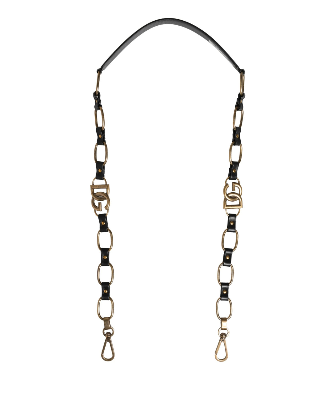 Black Leather Gold Chain Bag Accessory Shoulder Strap