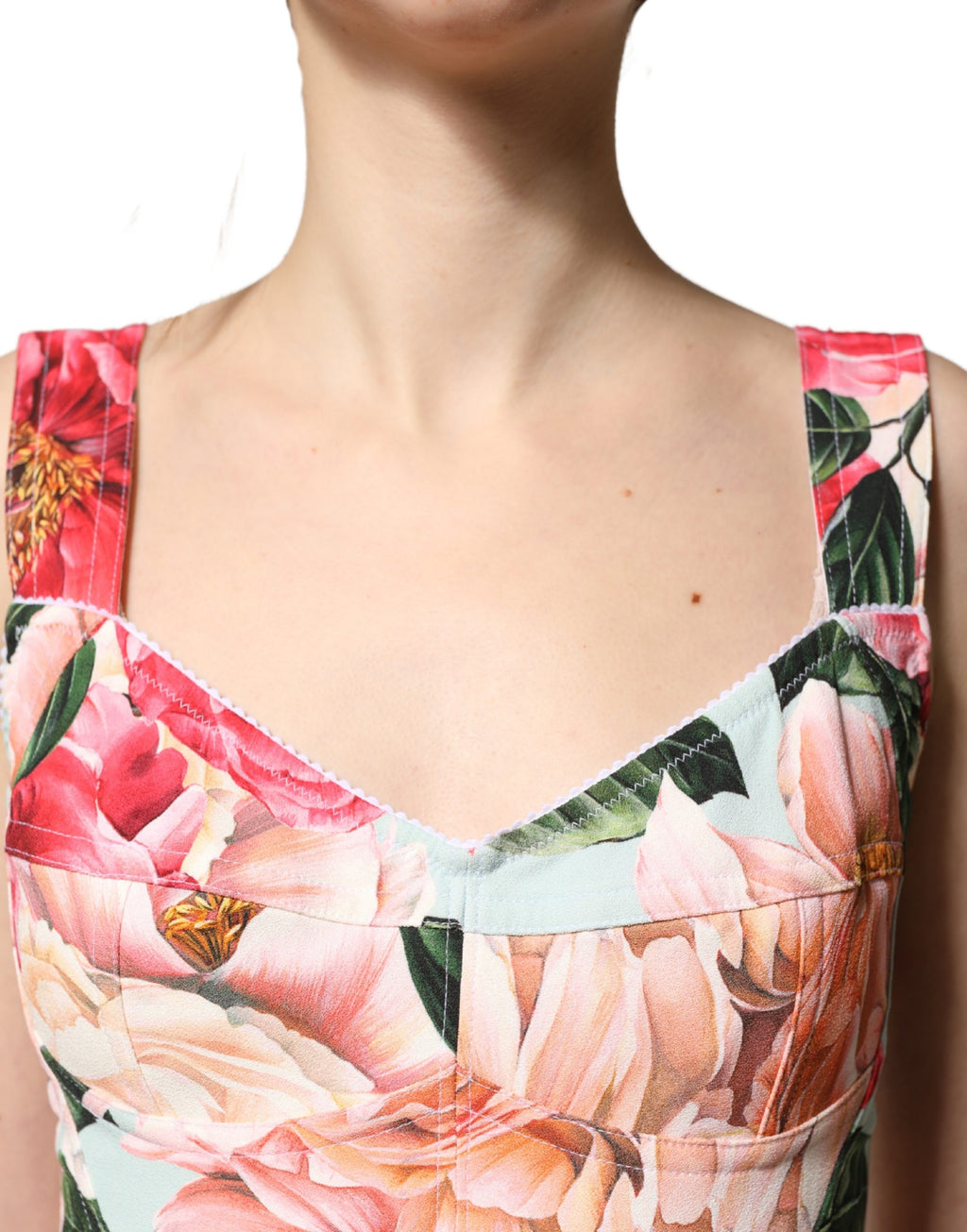 Multicolor Floral Print Viscose Sheath Dress