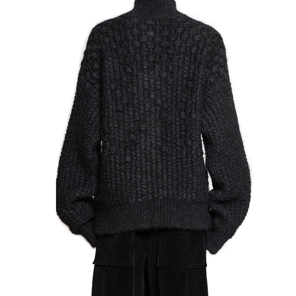 Black Alpaca Leather Cardigan