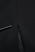 Black Silk Button Bodice Sheath Maxi Dress