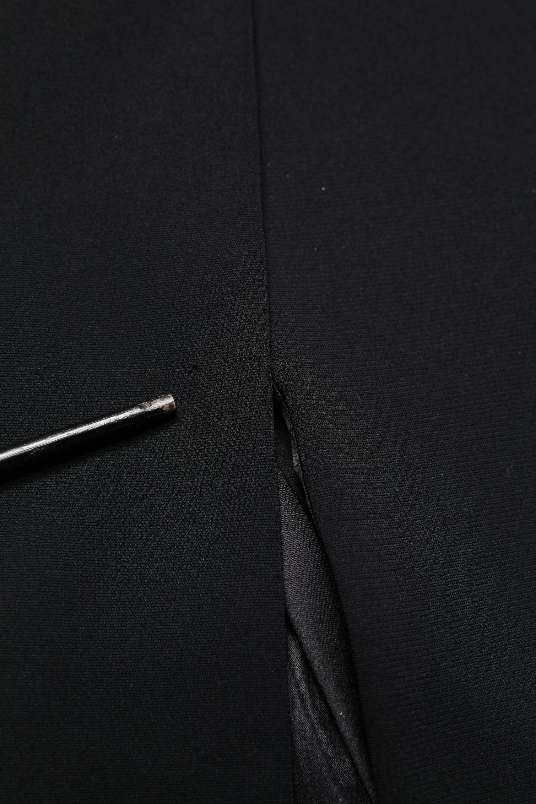 Black Silk Button Bodice Sheath Maxi Dress