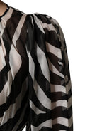 Black White Zebra Puff Sleeves Mini Dress