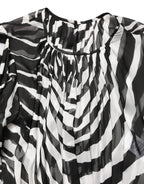 Black White Zebra Puff Sleeves Mini Dress