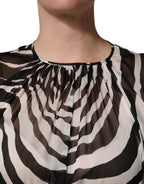 Black White Zebra Puff Sleeves Mini Dress