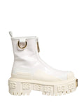 White Leather Rubber Logo Ankle Boots Shoes