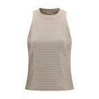 Beige Cotton Sleeveles T-Shirt