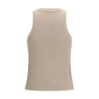 Beige Cotton Sleeveles T-Shirt