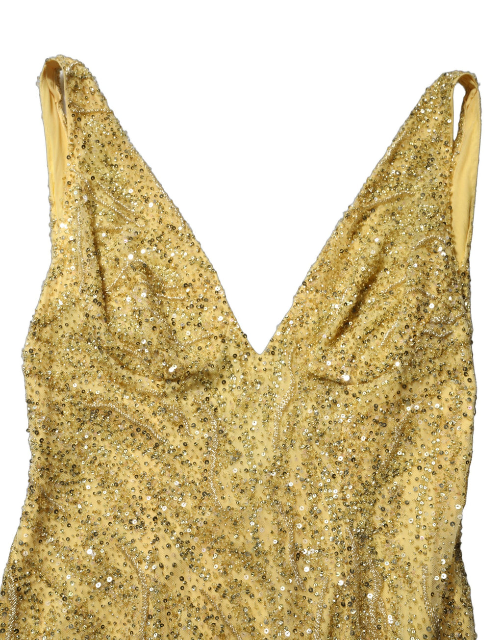 Gold V-neckline Mermaid Sequinned Gown Dress