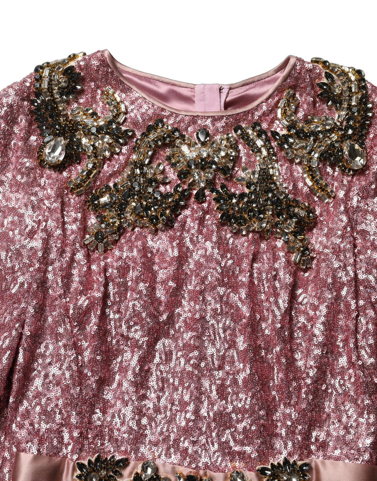 Pink Embellished Sequined Evening Gown Dress