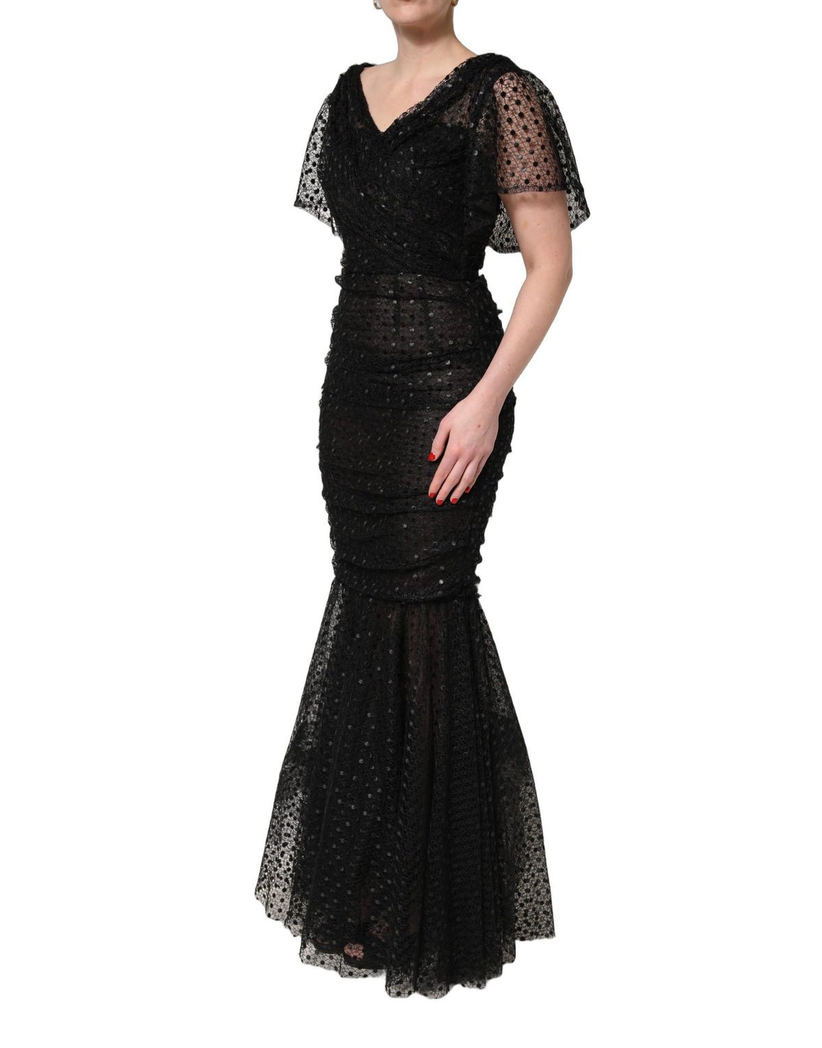 Black Sequinned Mermaid Evening Gown Dress