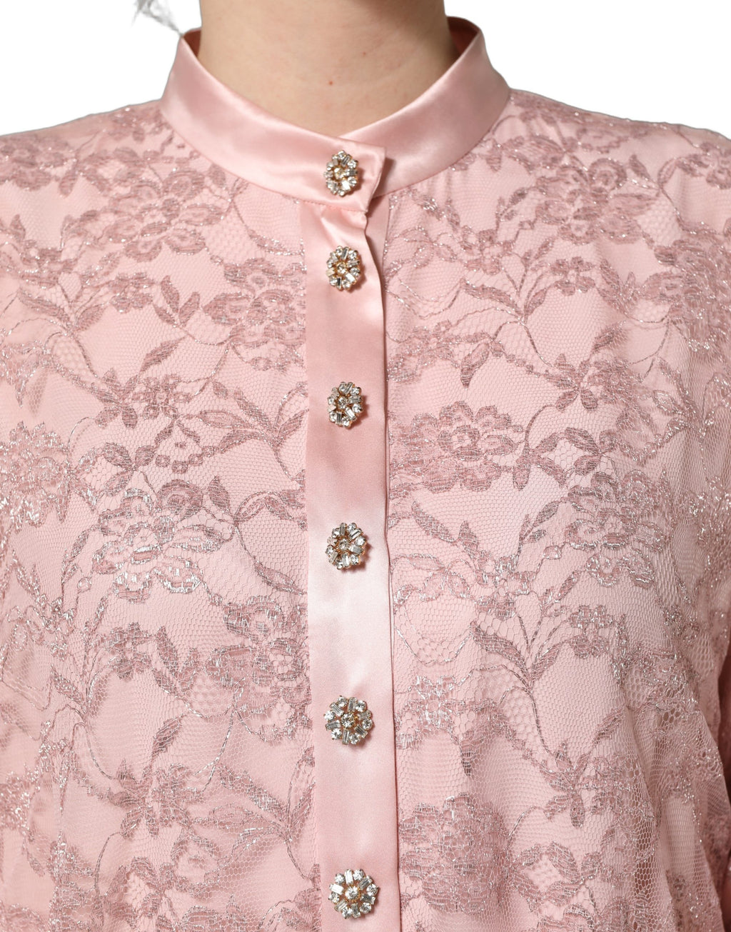 Pink Corded Floral Lace Kaftan Midi Dress