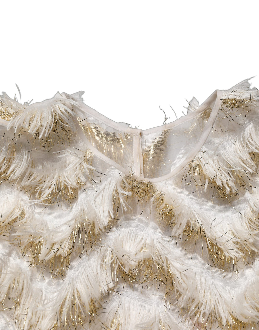 Ivory Fringe Layered Shift Midi Dress