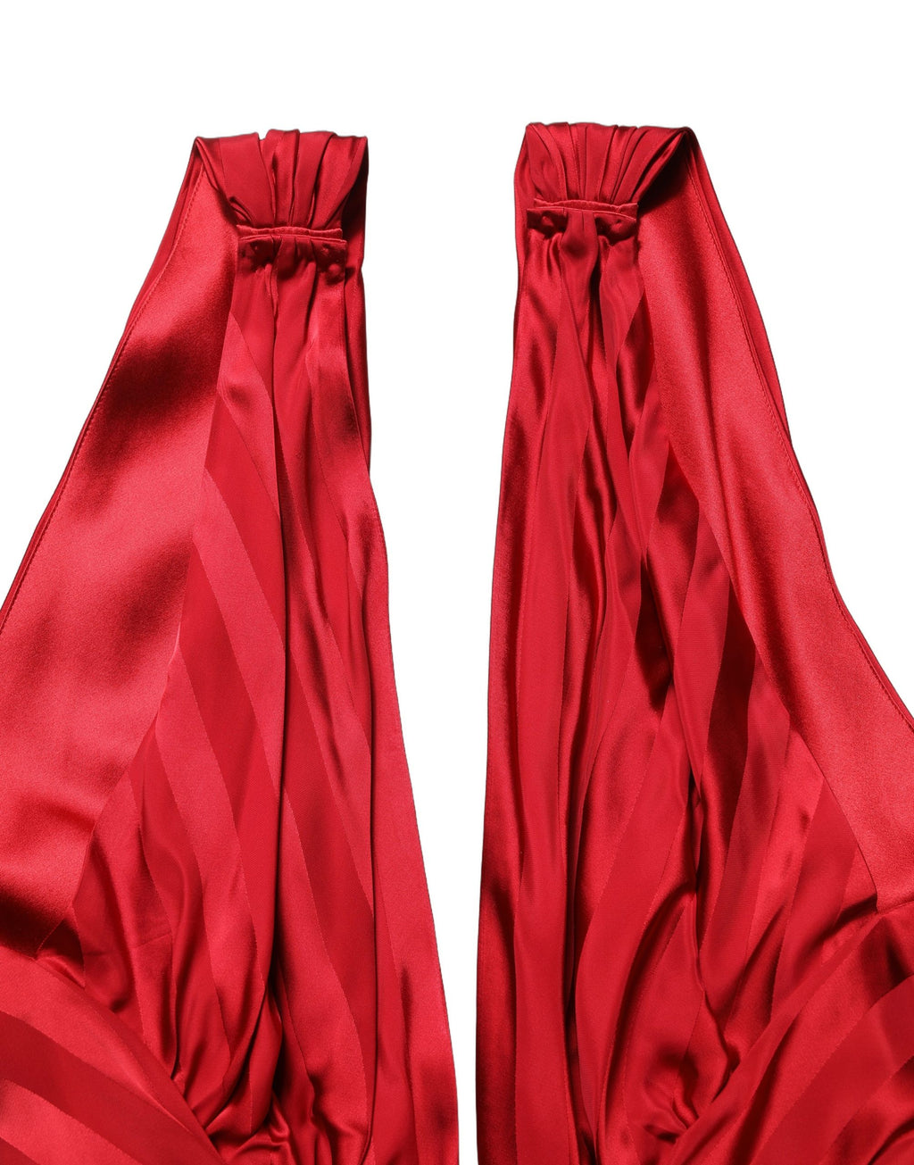 Red Plunging HalterNeck Draped Jumpsuit Dress