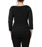 Black Button Fastening Lace Trimmed Blazer Jacket
