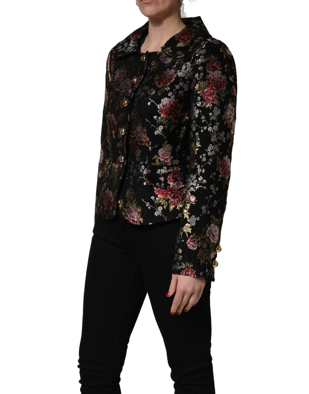 Multicolor Floral Brocade Blazer Jacket