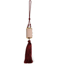 Pink Exotic Leather Mini Mirror Tassel Makeup Bag