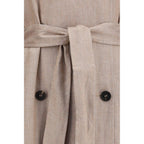 Multicolor Linen Trench Coat