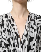 Black White Logo Sleeveless Floor Length Maxi Dress