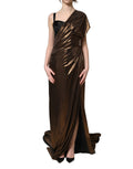 Bronze Asymmetrical Draping OneShoulder Dress
