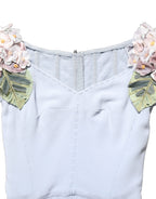 Light Blue Hydrangea Embellished Cap Sleeve Dress