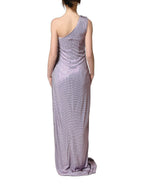 Purple Crystal OneShoulder EveningGown Dress