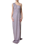 Purple Crystal OneShoulder EveningGown Dress