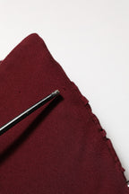 Maroon Crystal One Shoulder EveningGown Dress