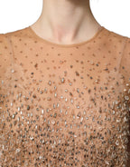 Brown Crystal Embellished Mermaid Gown Dress