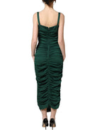 Green Ruched Sweetheart Bodycon Midi Dress