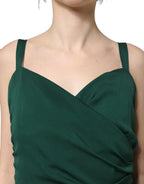 Green Ruched Sweetheart Bodycon Midi Dress