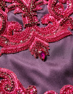 Purple Silk Crystal Strapless Floor Length Gown Dress