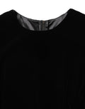 Black Viscose Velvet Floor Length Gown Dress