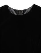 Black Viscose Velvet Floor Length Gown Dress