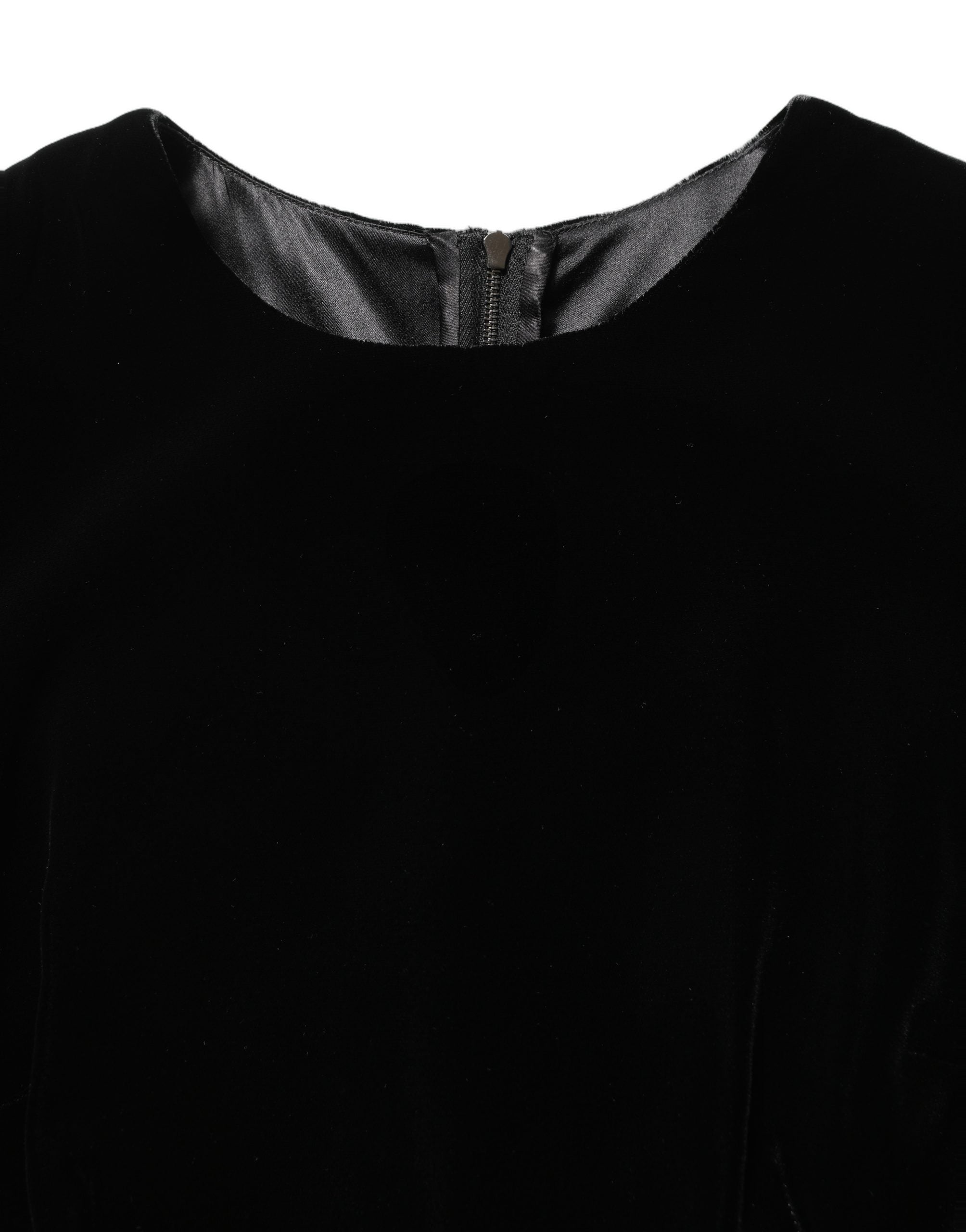 Black Viscose Velvet Floor Length Gown Dress